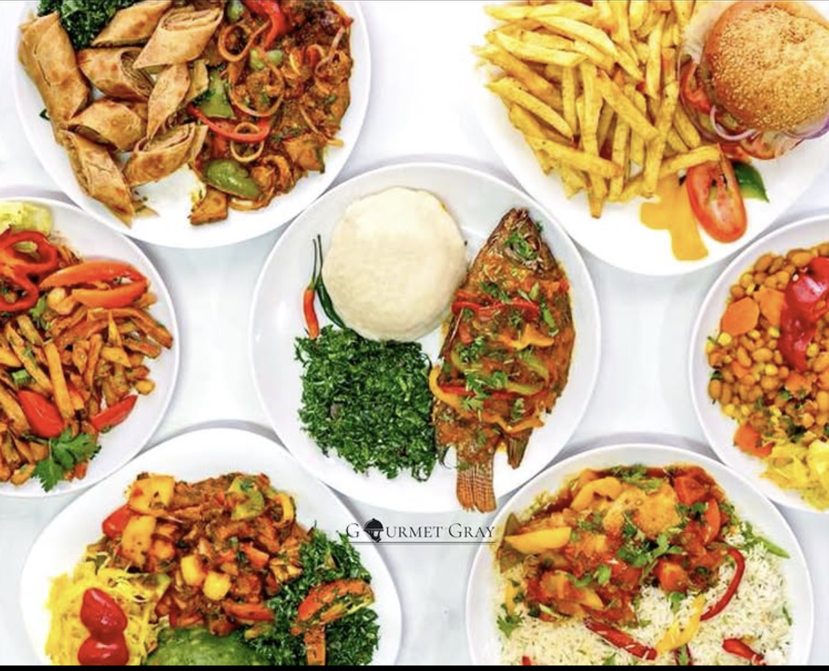 Gourmet Gray plated menu spread